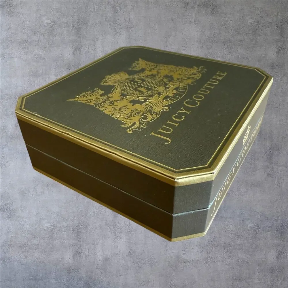 Vtg Juicy Couture Empty Jewelry Box Brown Gold Y2K Born In The Glamourous USA